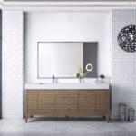 Linear 72IN Double Vanity Whitewashed Walnut w/ Glossy White Composite Stone Top