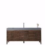 Linear 72IN Single Vanity Mid-Century Walnut w/ Dusk Grey Glossy Composite Stone Top