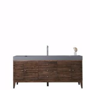 Linear 72IN Single Vanity Mid-Century Walnut w/ Dusk Grey Glossy Composite Stone Top