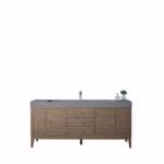 Linear 72IN Single Vanity Whitewashed Walnut w/ Dusk Grey Glossy Composite Stone Top