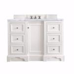 De Soto 48IN Single Vanity Bright White w/ 3 CM Carrara Marble Top