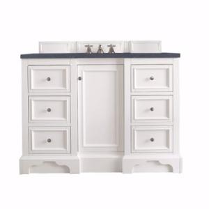 De Soto 48IN Single Vanity Bright White w/ 3 CM Charcoal Soapstone Silestone Top