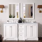 De Soto 72IN Double Vanity Bright White w/ 3 CM Carrara Marble Top