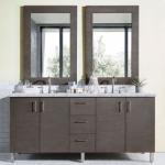 Metropolitan 72IN Double Vanity Silver Oak w/ 3 CM Carrara Marble Top