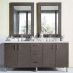 Metropolitan 72IN Double Vanity Silver Oak w/ 3 CM Eternal Jasmine Pearl Silestone Top