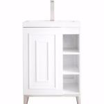 Alicante 24IN Single Vanity Glossy White Brushed Nickel w/ White Glossy Composite Stone Top