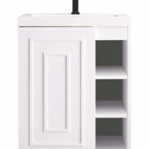 Alicante 24IN Single Vanity Glossy White w/ White Glossy Composite Stone Top