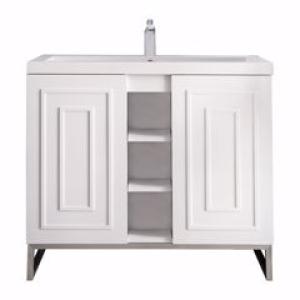 Alicante 39.5IN Single Vanity Glossy White Brushed Nickel w/ White Glossy Composite Stone Top