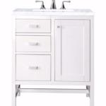 Addison 30IN Single Vanity Glossy White w/ 3 CM Carrara White Top