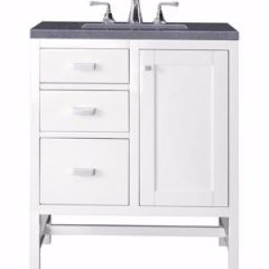 Addison 30IN Single Vanity Glossy White w/ 3 CM Charcoal Soapstone Silestone Top