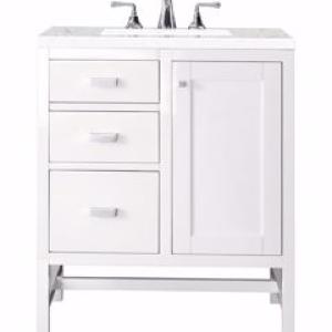 Addison 30IN Single Vanity Glossy White w/ 3 CM Eternal Jasmine Pearl Silestone Top