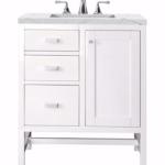 Addison 30IN Single Vanity Glossy White w/ 3 CM Ethereal Noctis Top