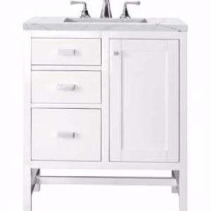 Addison 30IN Single Vanity Glossy White w/ 3 CM Ethereal Noctis Top