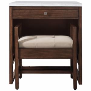 Athens 30IN Countertop Unit (makeup counter) Mid Century Acacia w/ 3 CM Arctic Fall Solid Surface Top