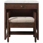 Athens 30IN Countertop Unit (makeup counter) Mid Century Acacia w/ 3 CM Eternal Jasmine Pearl Silestone Top