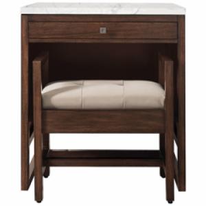 Athens 30IN Countertop Unit (makeup counter) Mid Century Acacia w/ 3 CM Eternal Jasmine Pearl Silestone Top