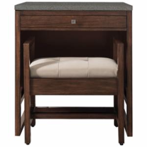 Athens 30IN Countertop Unit (makeup counter) Mid Century Acacia w/ 3 CM Grey Expo Silestone Top