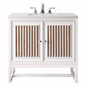 Athens 30IN Single Vanity Glossy White w/ 3 CM Carrara White Top