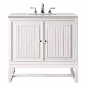 Athens 30IN Single Vanity Glossy White w/ 3 CM Eternal Jasmine Pearl Silestone Top