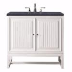 Athens 36IN Single Vanity Glossy White w/ 3 CM Charcoal Soapstone Silestone Top