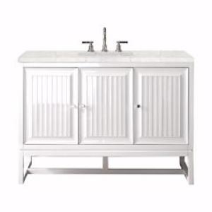 Athens 48IN Single Vanity Glossy White w/ 3 CM Eternal Jasmine Pearl Silestone Top