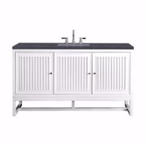 Athens 60IN Single Vanity Glossy White w/ 3 CM Charcoal Soapstone Silestone Top