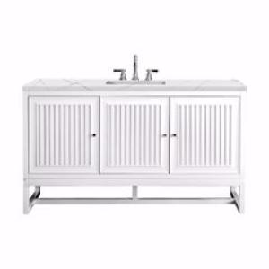 Athens 60IN Single Vanity Glossy White w/ 3 CM Ethereal Noctis Top