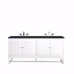 Athens 72IN Double Vanity Glossy White w/ 3 CM Charcoal Soapstone Silestone Top