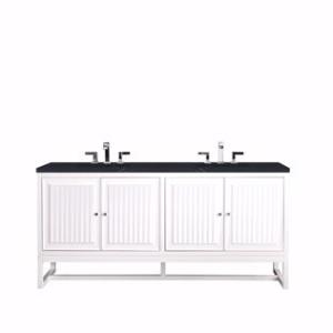 Athens 72IN Double Vanity Glossy White w/ 3 CM Charcoal Soapstone Silestone Top