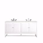 Athens 72IN Double Vanity Glossy White w/ 3 CM Eternal Jasmine Pearl Silestone Top
