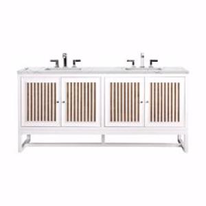 Athens 72IN Double Vanity Glossy White w/ 3 CM Ethereal Noctis Top