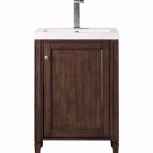 Britannia 24IN Single Vanity Mid-Century Acacia w/ White Glossy Composite Stone Top