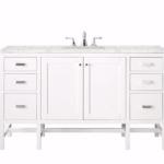 Addison 60IN Single Vanity Glossy White w/ 3 CM Eternal Jasmine Pearl Silestone Top