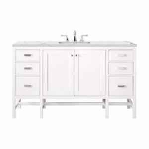 Addison 60IN Single Vanity Glossy White w/ 3 CM Ethereal Noctis Top