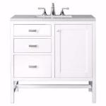 Addison 36IN Single Vanity Glossy White w/ 3 CM Eternal Jasmine Pearl Silestone Top