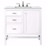 Addison 36IN Single Vanity Glossy White w/ 3 CM Ethereal Noctis Top