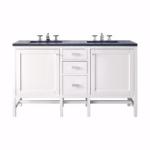 Addison 60IN Double Vanity Glossy White w/ 3 CM Charcoal Soapstone Silestone Top