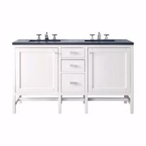 Addison 60IN Double Vanity Glossy White w/ 3 CM Charcoal Soapstone Silestone Top