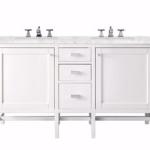 Addison 60IN Double Vanity Glossy White w/ 3 CM Eternal Jasmine Pearl Silestone Top