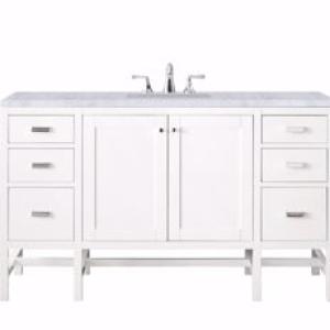 Addison 60IN Single Vanity Glossy White w/ 3 CM Carrara White Top