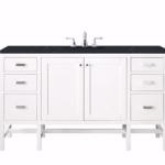 Addison 60IN Single Vanity Glossy White w/ 3 CM Charcoal Soapstone Silestone Top