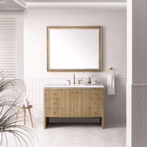 Hudson 48IN Single Vanity Light Natural Oak w/ 3 CM White Zeus Top