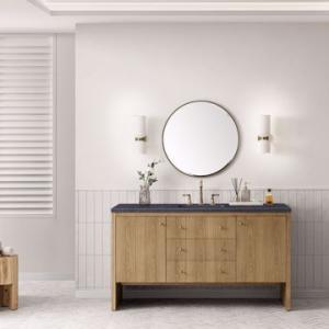 Hudson 60IN Single Vanity Light Natural Oak w/ 3 CM Charcoal Soapstone Top