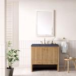 Hudson 36IN Single Vanity Light Natural Oak w/ 3 CM Charcoal Soapstone Top