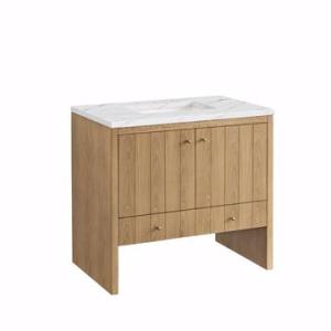 Hudson 36IN Single Vanity Light Natural Oak w/ 3 CM Ethereal Noctis Top