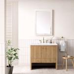 Hudson 36IN Single Vanity Light Natural Oak w/ 3 CM White Zeus Top