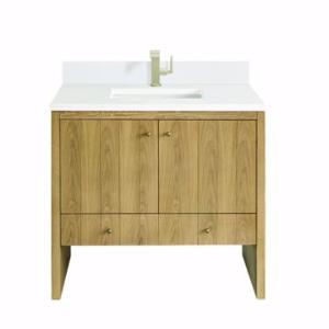 Hudson 36IN Single Vanity Light Natural Oak w/ Single Hole 3 CM White Zeus Top & Backsplash