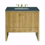 Hudson 36IN Single Vanity Light Natural Oak w/ 3 CM Parisien Bleu Top