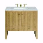 Hudson 36IN Single Vanity Light Natural Oak w/ 3 CM Victorian Silver Top