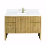 Hudson 48IN Single Vanity Light Natural Oak w/ Single Hole 3 CM White Zeus Top & Backsplash